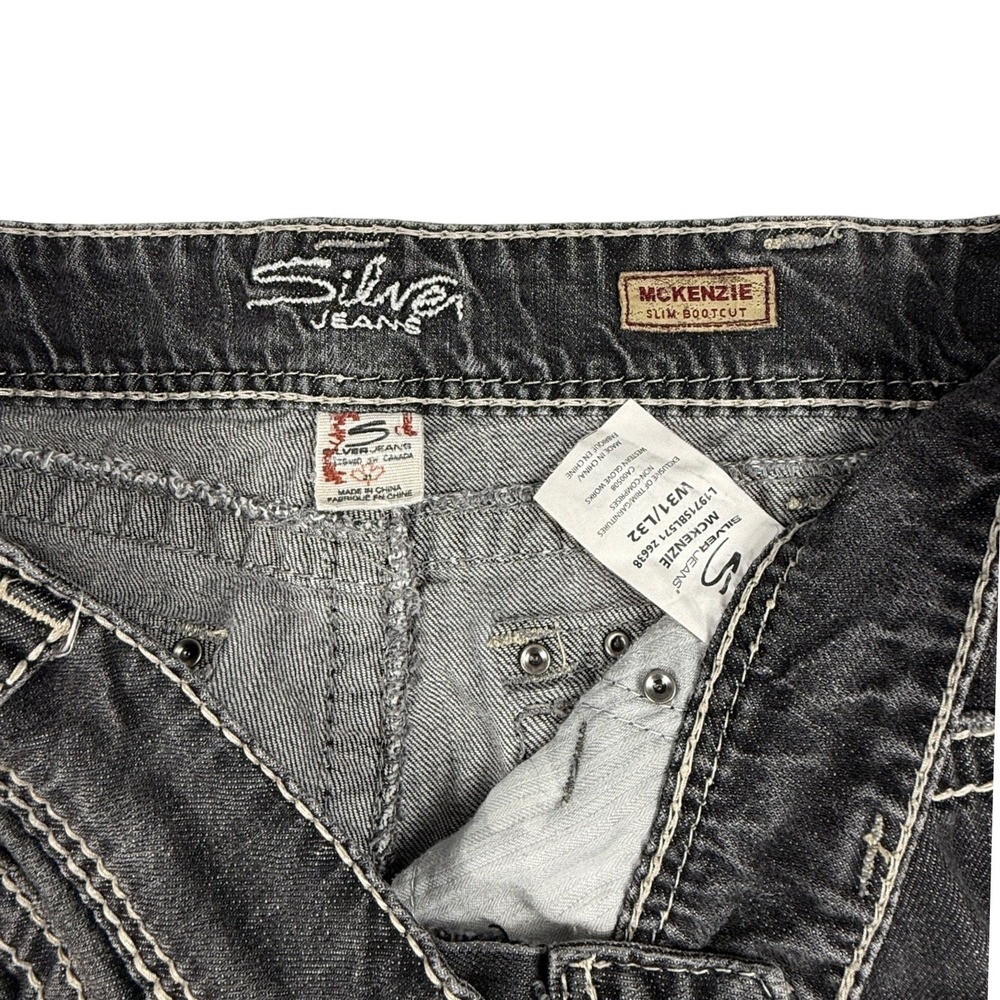 Silver Jeans McKenzie Slim Bootcut Dark Wash Thick Stitch Rhinestone W31 L32 - Picture 5 of 7